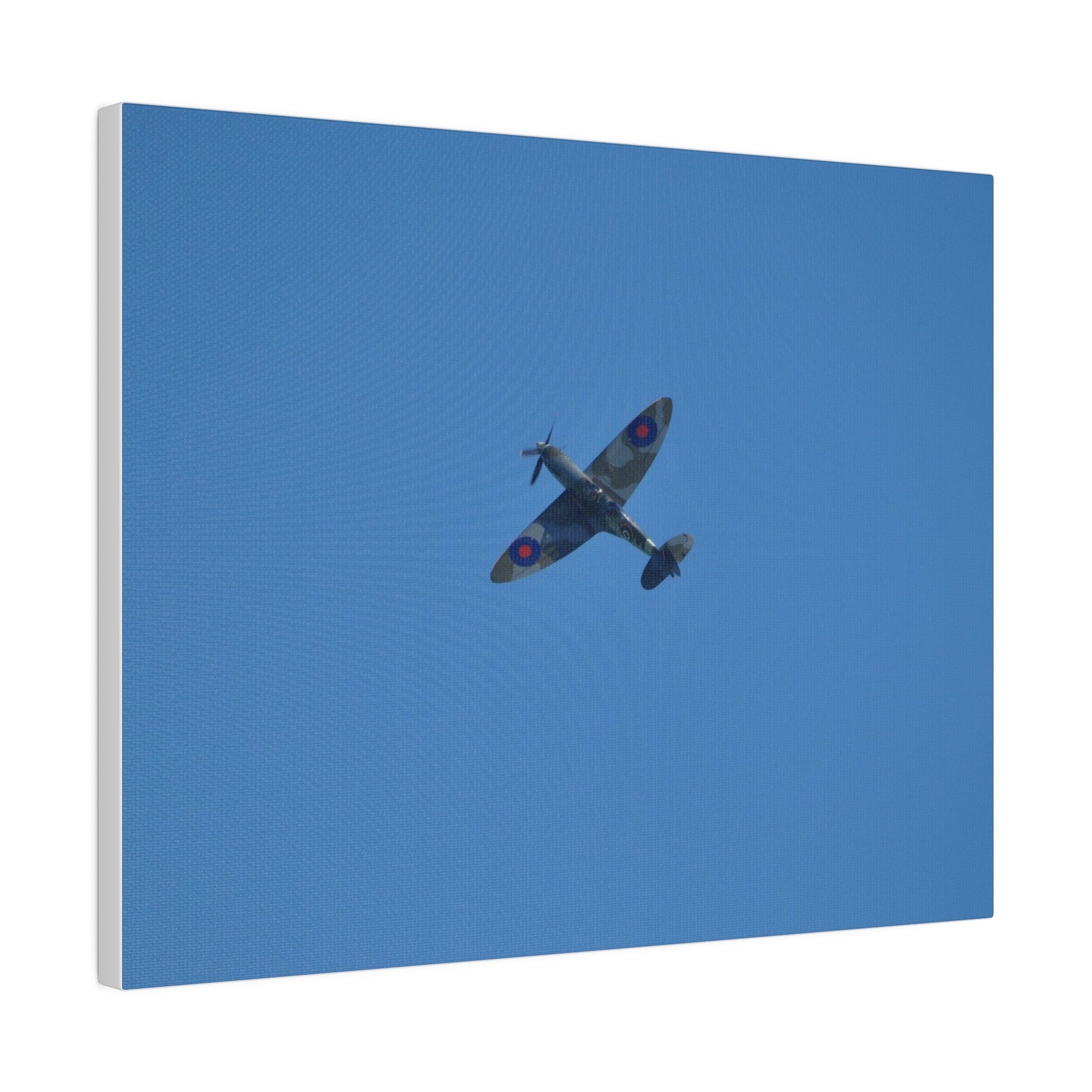 Supermarine Spitfire Two - Seater Flying From The Right Ascending With A Sharpe Angle, Matte Canvas, Stretched, 0.75" - The Trio Synergize Group