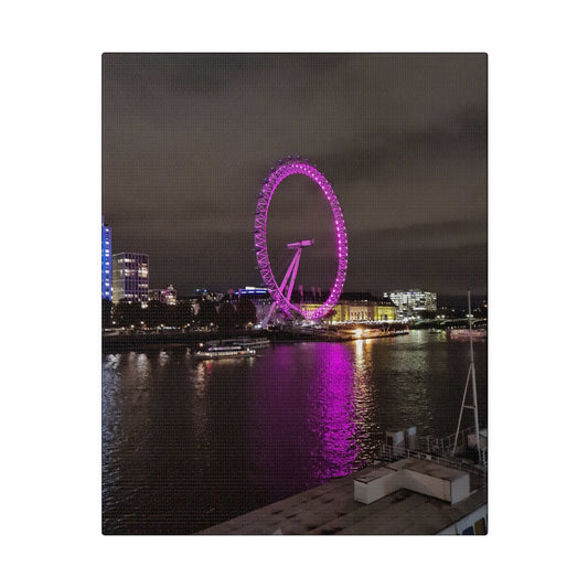 The London Eye At Night, Matte Canvas, Stretched, 0.75" - The Trio Synergize Group