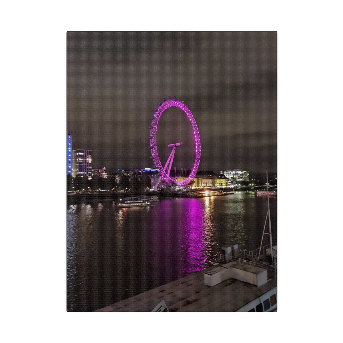 The London Eye At Night, Matte Canvas, Stretched, 0.75" - The Trio Synergize Group