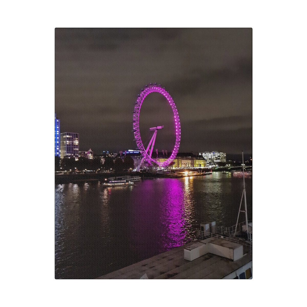The London Eye At Night, Matte Canvas, Stretched, 0.75" - The Trio Synergize Group