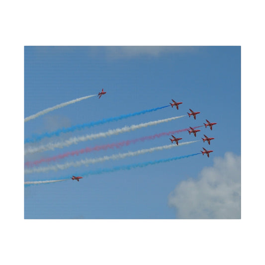 The Red Arrows Flying Right, Being Chased On Outside Canvas - The Trio Synergize Group