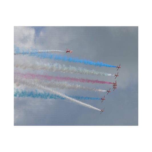 The Red Arrows Flying Right In Formation Two Looping Canvas - The Trio Synergize Group