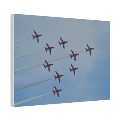 The Red Arrows Right With White Smoke In Formation Canvas - The Trio Synergize Group