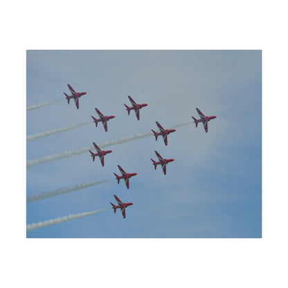 The Red Arrows Right With White Smoke In Formation Canvas - The Trio Synergize Group