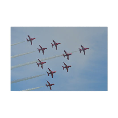The Red Arrows Right With White Smoke In Formation Canvas - The Trio Synergize Group