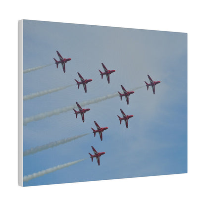 The Red Arrows Right With White Smoke In Formation Canvas - The Trio Synergize Group