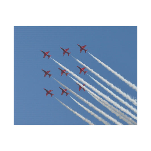 The Red Arrows Flying Diamond 9 Formation Upside Down Canvas - The Trio Synergize Group
