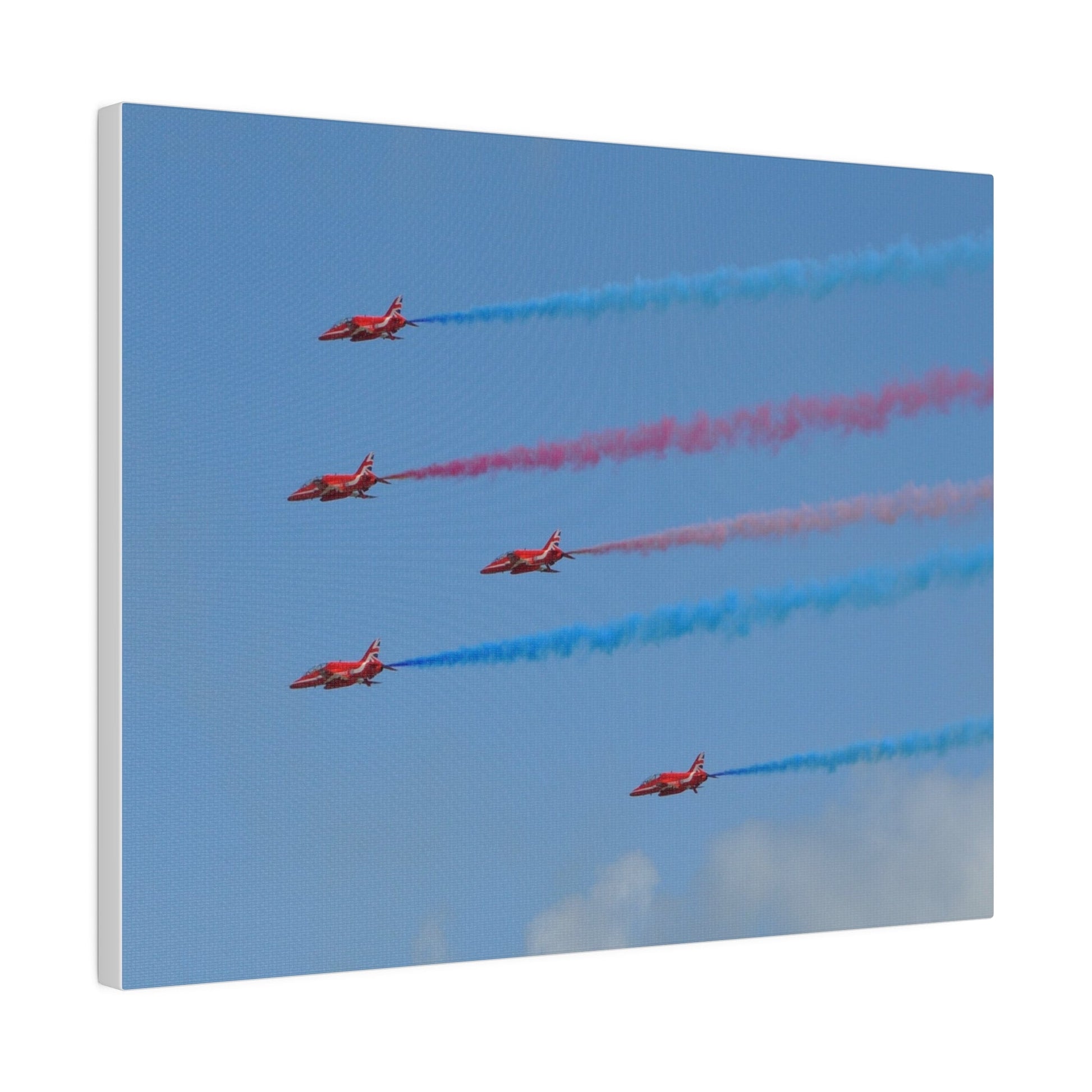 The Red Arrows Flying From The Right With White Smoke Side Rear View Close Up, Matte Canvas, Stretched, 0.75" - The Trio Synergize Group