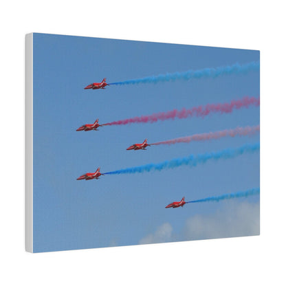 The Red Arrows Flying From The Right With White Smoke Side Rear View Close Up, Matte Canvas, Stretched, 0.75" - The Trio Synergize Group