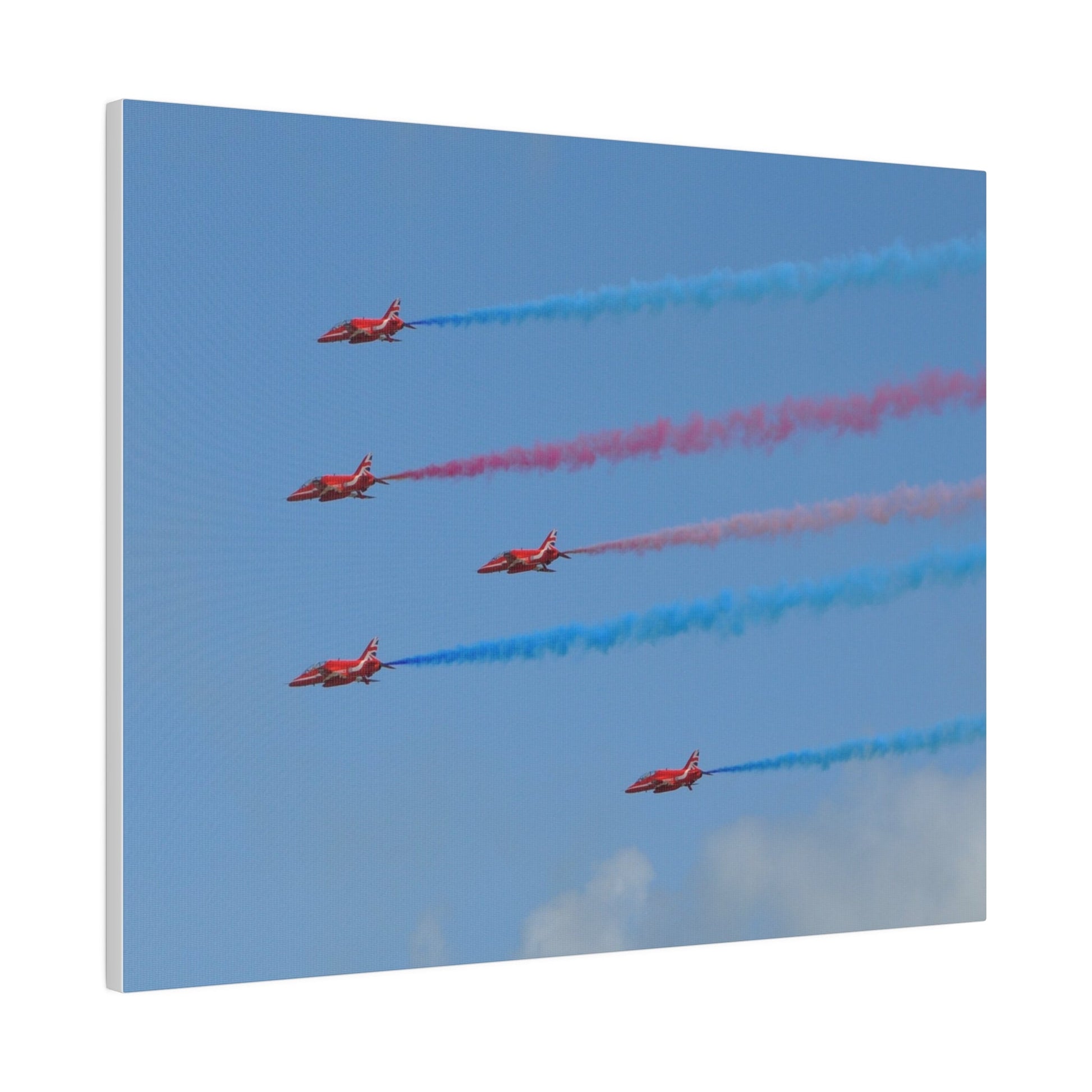 The Red Arrows Flying From The Right With White Smoke Side Rear View Close Up, Matte Canvas, Stretched, 0.75" - The Trio Synergize Group