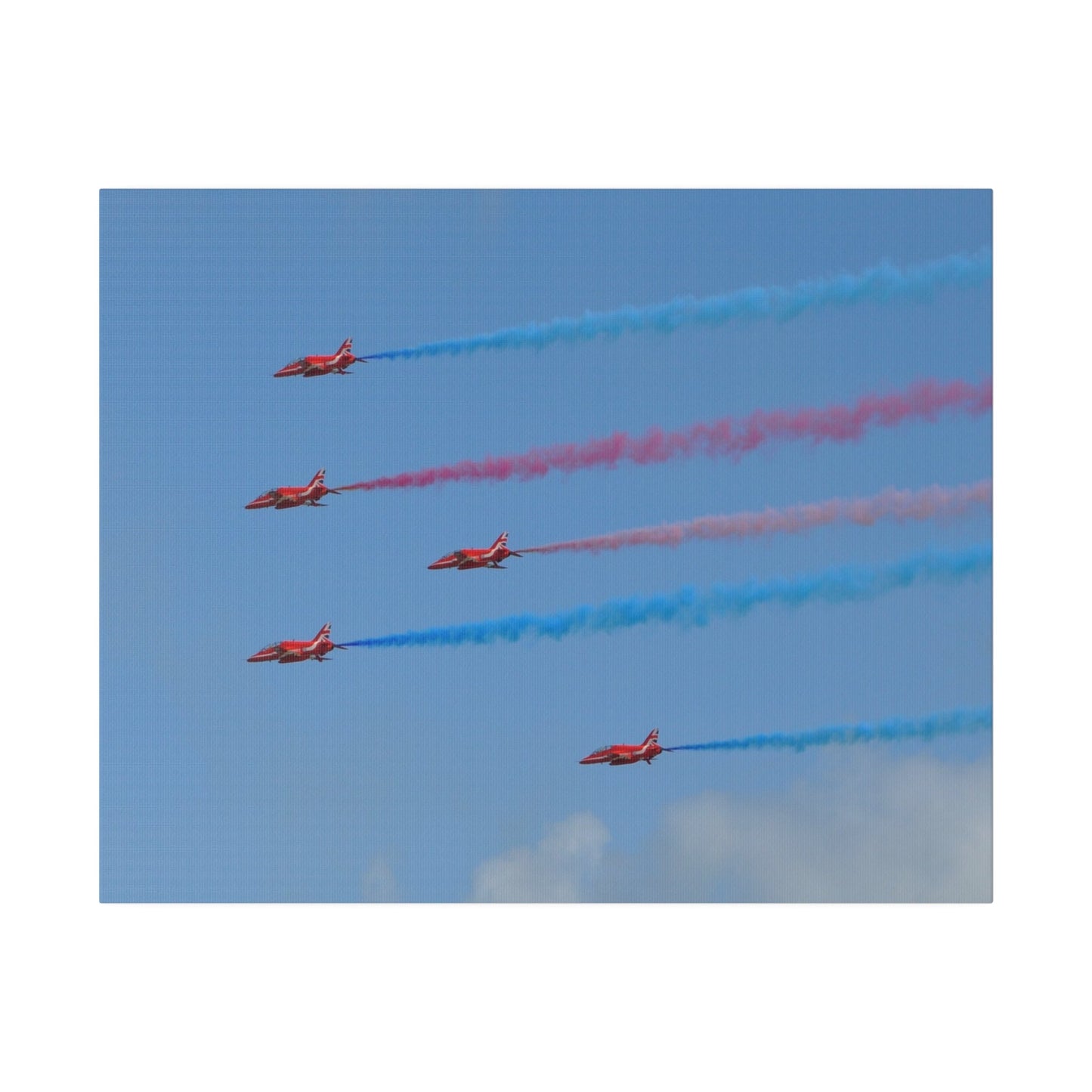 The Red Arrows Flying From The Right With White Smoke Side Rear View Close Up, Matte Canvas, Stretched, 0.75" - The Trio Synergize Group