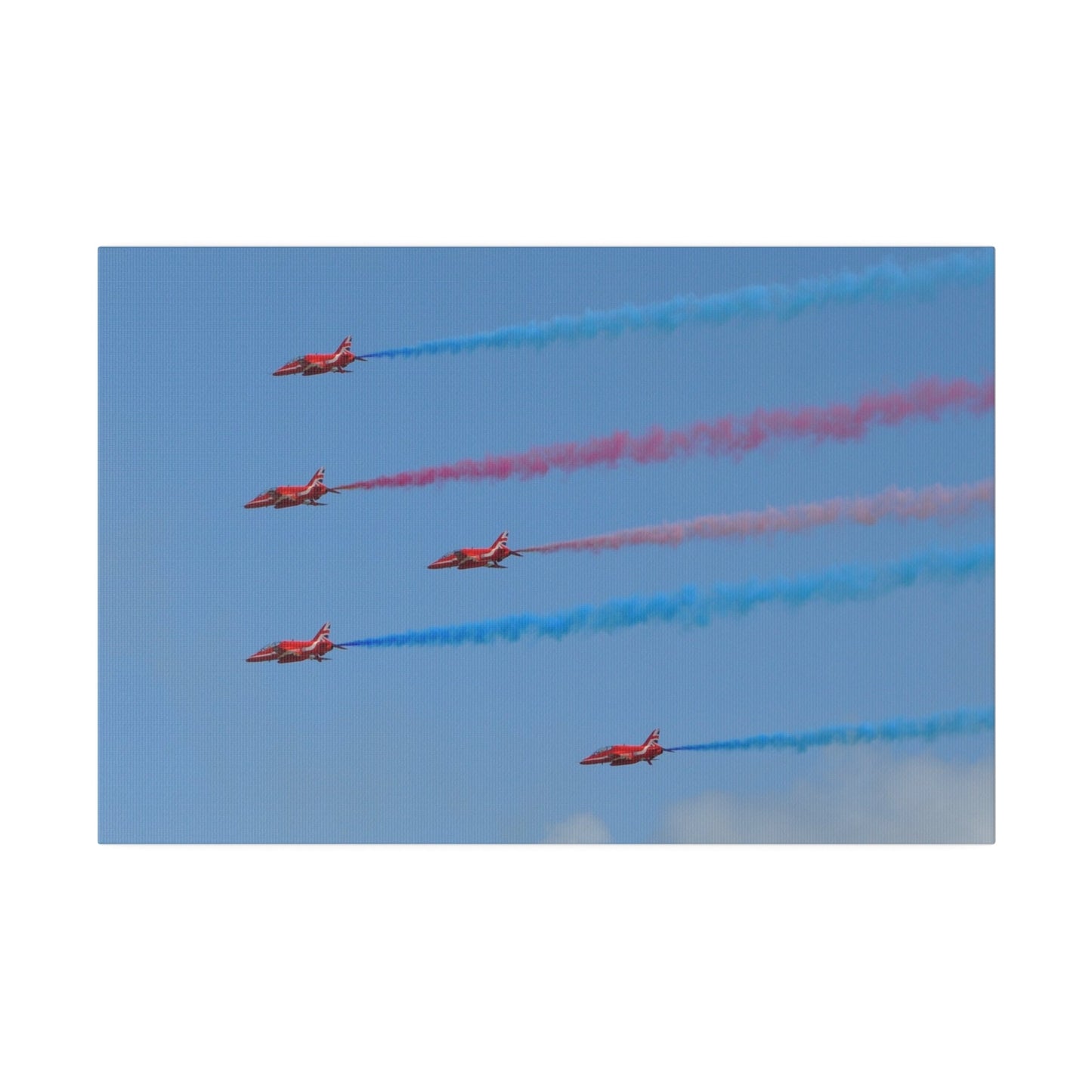 The Red Arrows Flying From The Right With White Smoke Side Rear View Close Up, Matte Canvas, Stretched, 0.75" - The Trio Synergize Group