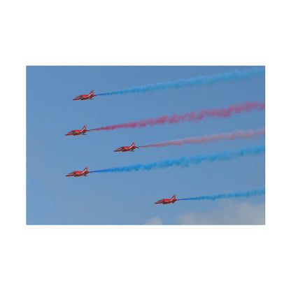The Red Arrows Flying From The Right With White Smoke Side Rear View Close Up, Matte Canvas, Stretched, 0.75" - The Trio Synergize Group