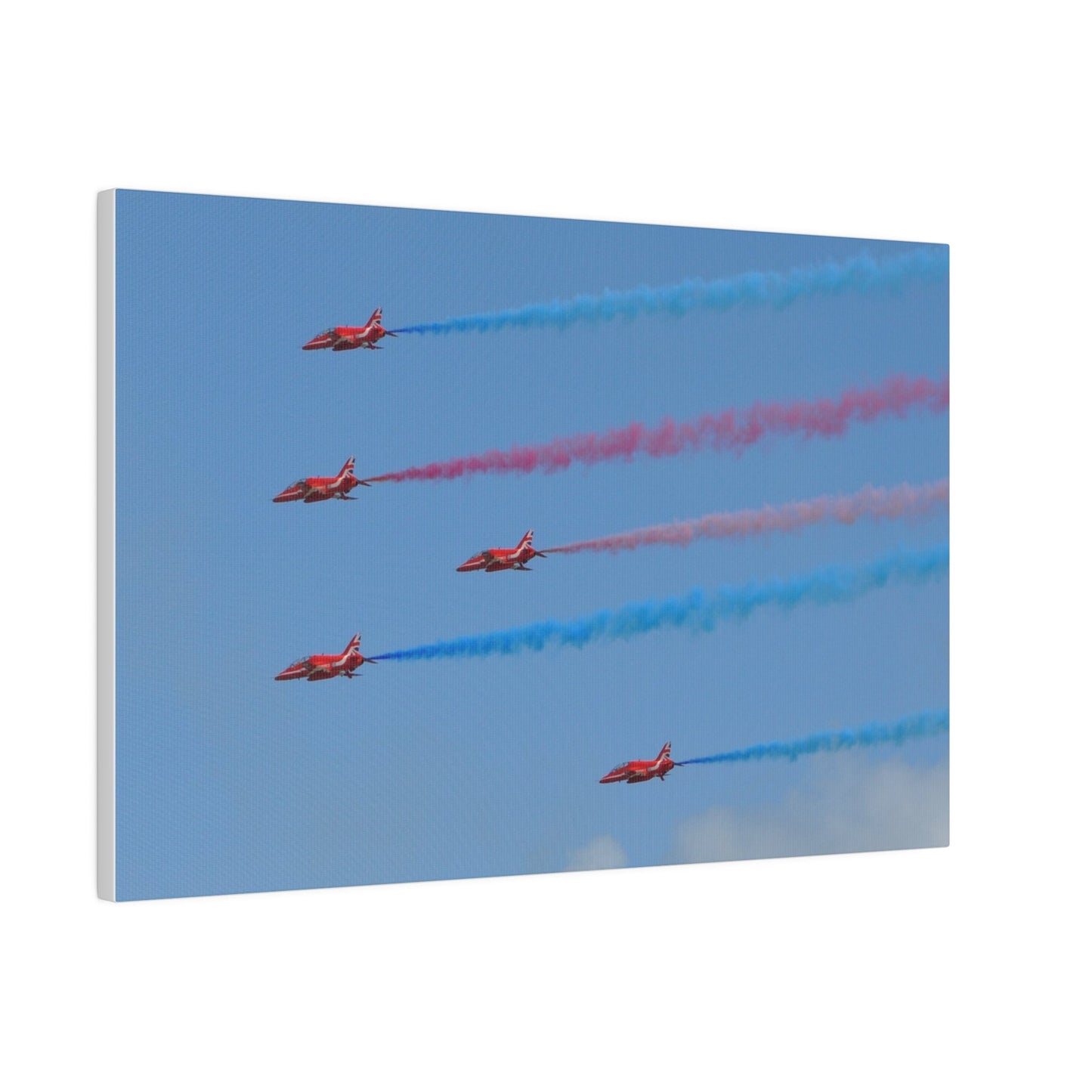 The Red Arrows Flying From The Right With White Smoke Side Rear View Close Up, Matte Canvas, Stretched, 0.75" - The Trio Synergize Group