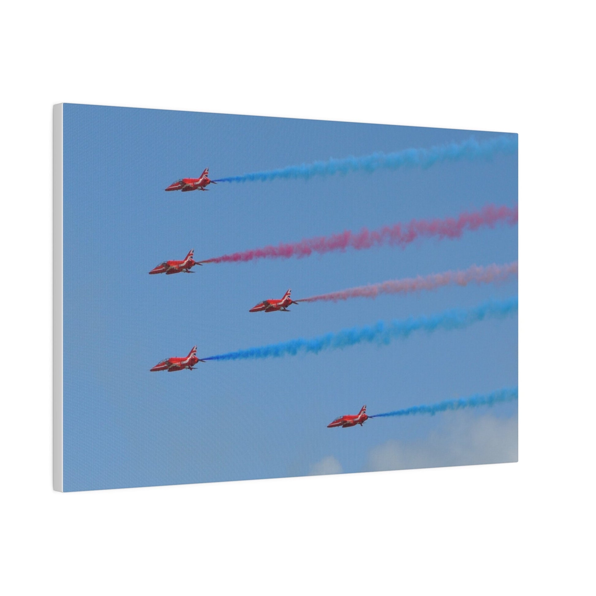 The Red Arrows Flying From The Right With White Smoke Side Rear View Close Up, Matte Canvas, Stretched, 0.75" - The Trio Synergize Group