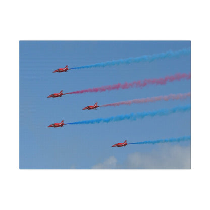 The Red Arrows Flying From The Right With White Smoke Side Rear View Close Up, Matte Canvas, Stretched, 0.75" - The Trio Synergize Group