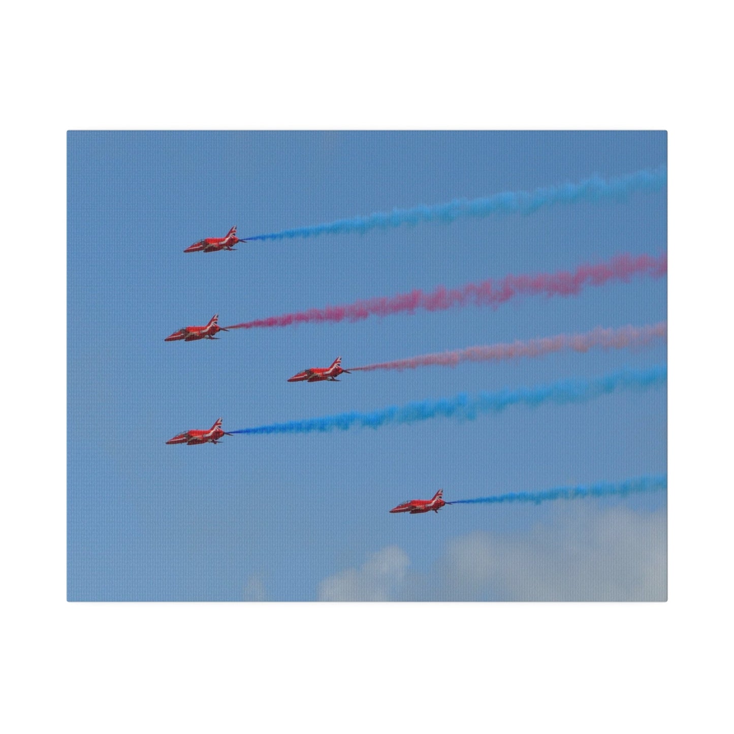 The Red Arrows Flying From The Right With White Smoke Side Rear View Close Up, Matte Canvas, Stretched, 0.75" - The Trio Synergize Group