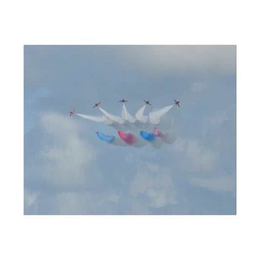 The Red Arrows Flying Straight Breaking Formation Canvas - The Trio Synergize Group