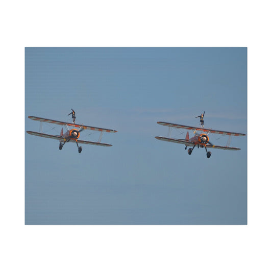 The Wing Walkers Lifting Their Left Arms up Close Up Canvas - The Trio Synergize Group