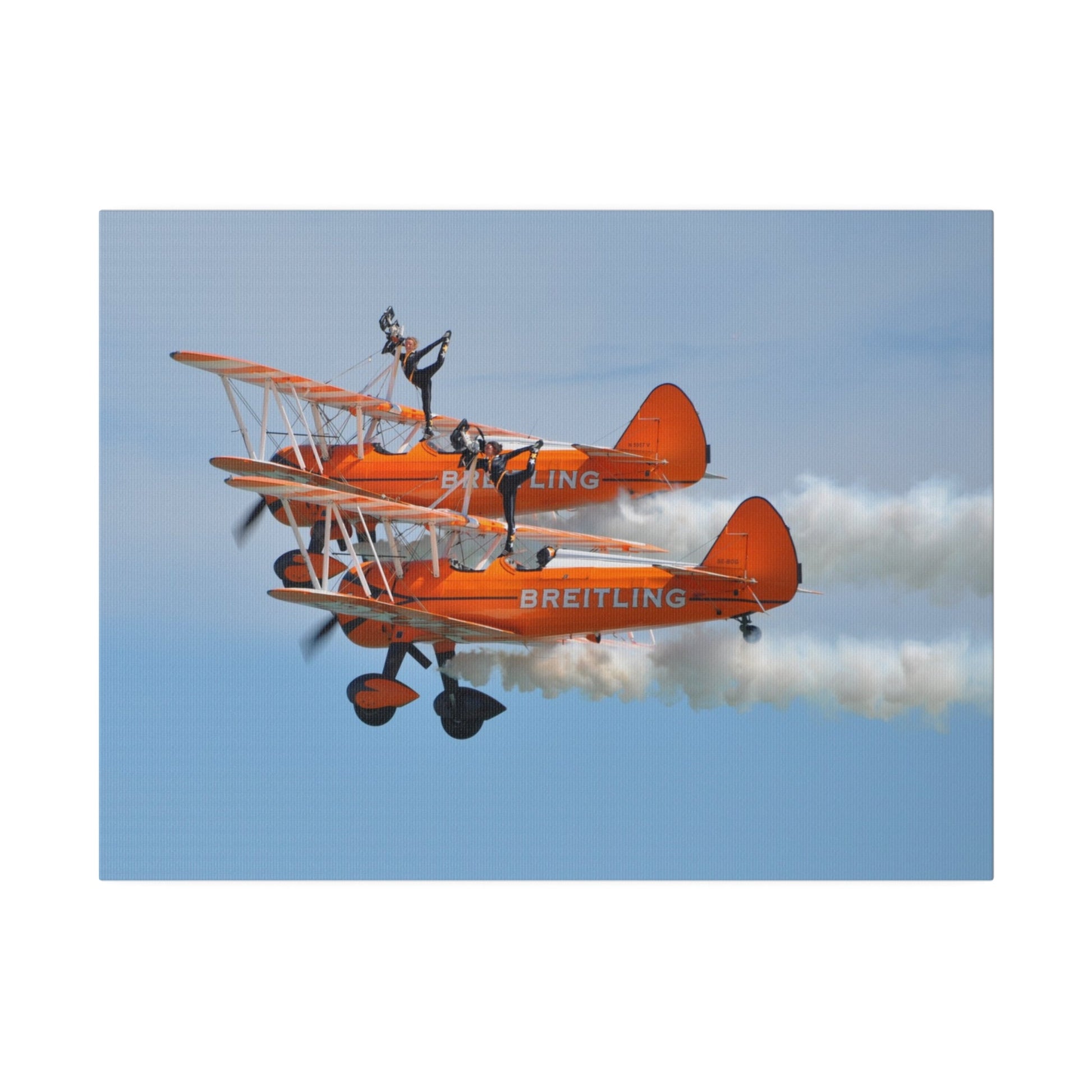 The Wing Walkers Rear View With Smoke, No Harnesses Canvas - The Trio Synergize Group