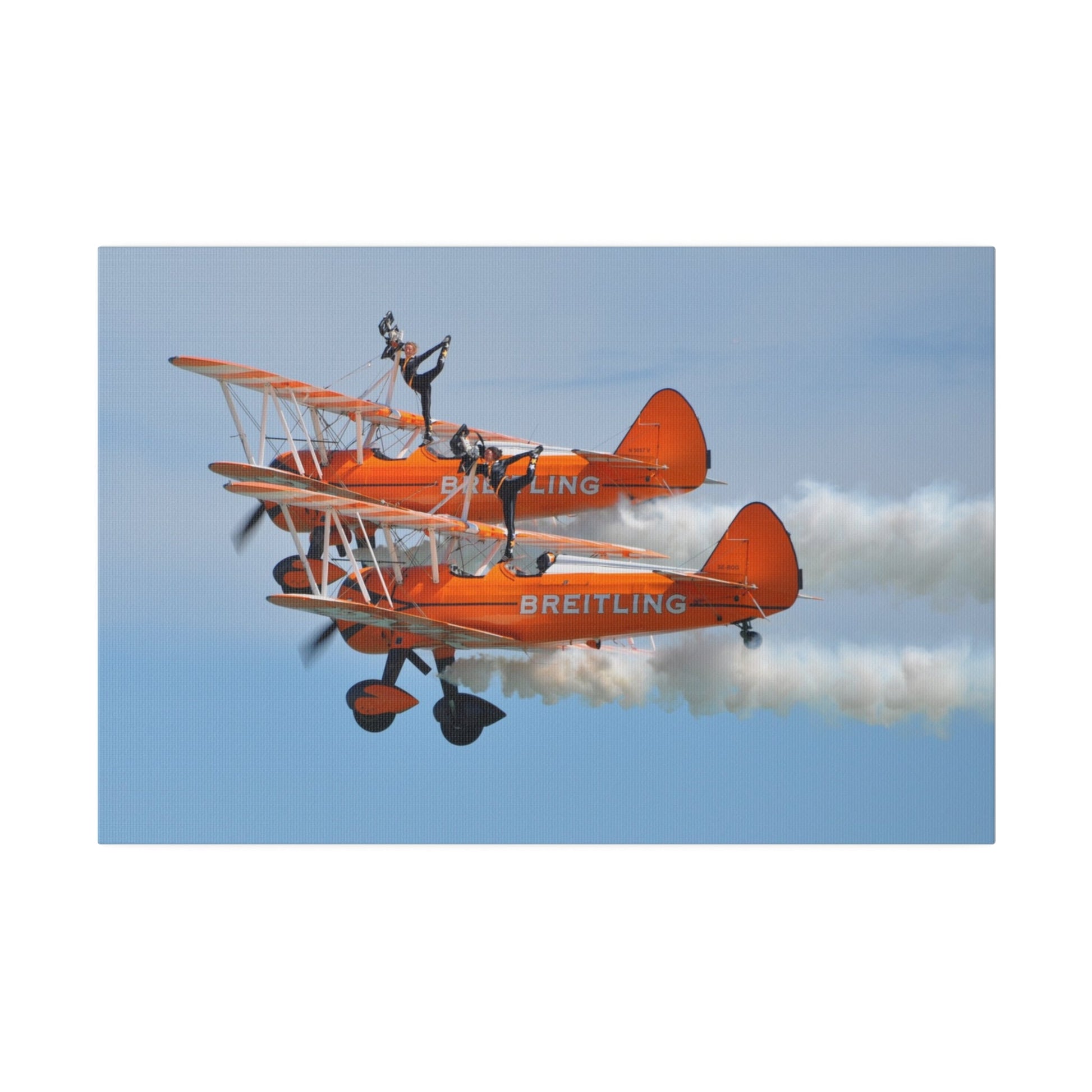The Wing Walkers Rear View With Smoke, No Harnesses Canvas - The Trio Synergize Group