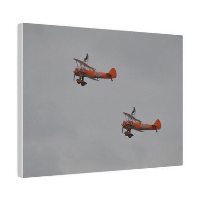 The Wing Walkers Flying From The Right With A Side View And People, Close Up, Matte Canvas, Stretched, 0.75" - The Trio Synergize Group