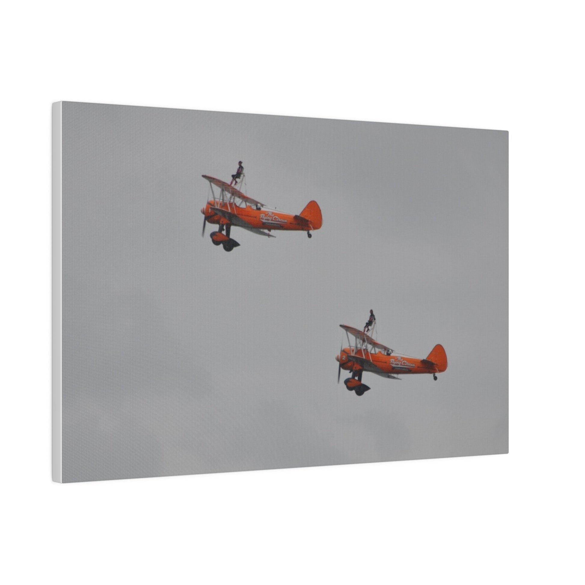 The Wing Walkers Flying From The Right With A Side View And People, Close Up, Matte Canvas, Stretched, 0.75" - The Trio Synergize Group
