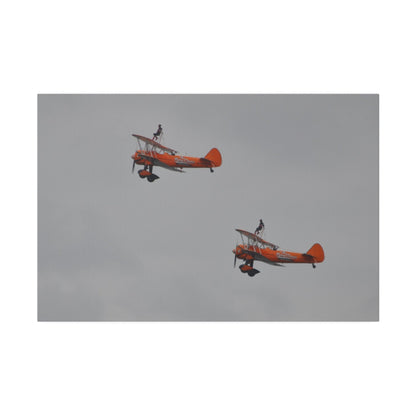 The Wing Walkers Flying From The Right With A Side View And People, Close Up, Matte Canvas, Stretched, 0.75" - The Trio Synergize Group
