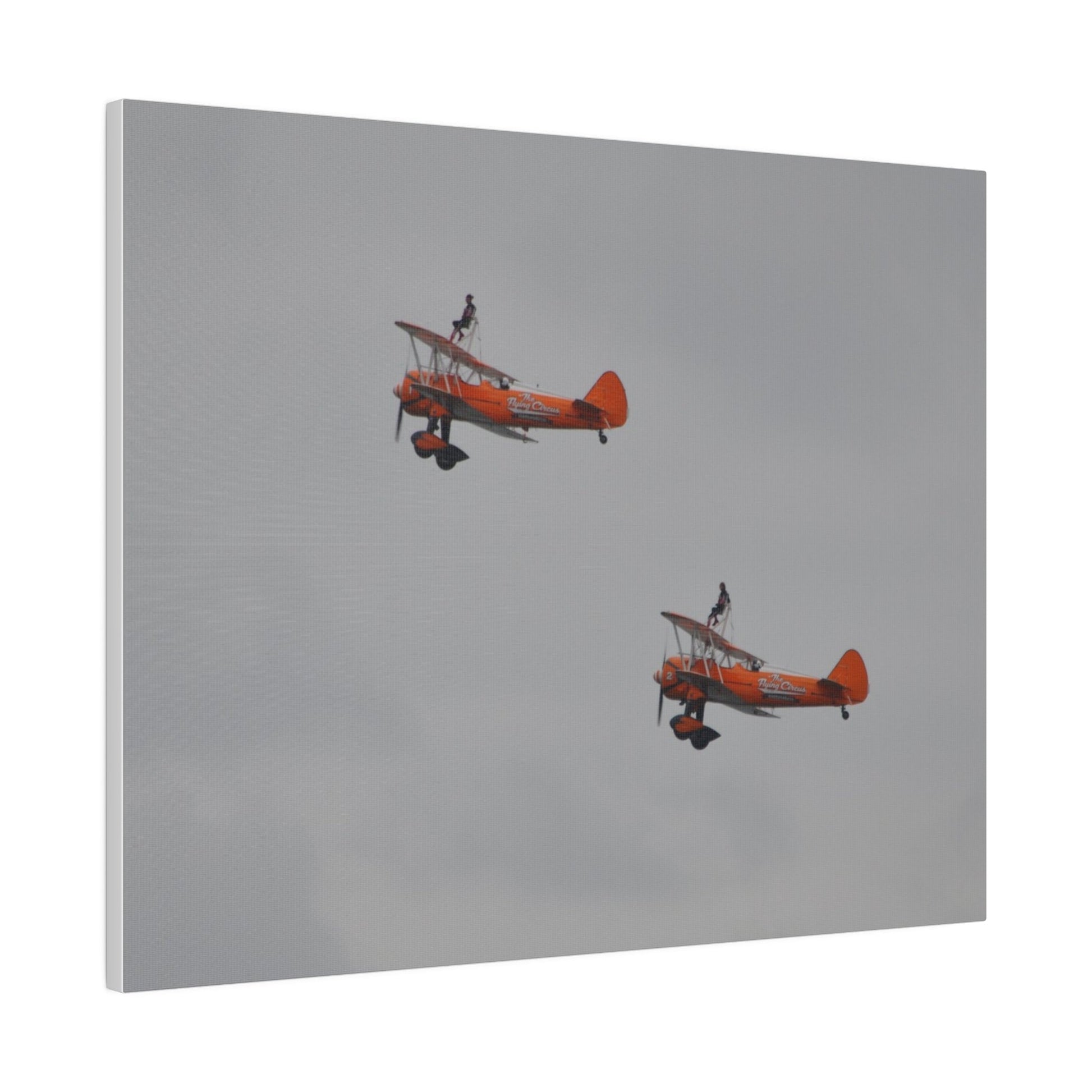 The Wing Walkers Flying From The Right With A Side View And People, Close Up, Matte Canvas, Stretched, 0.75" - The Trio Synergize Group