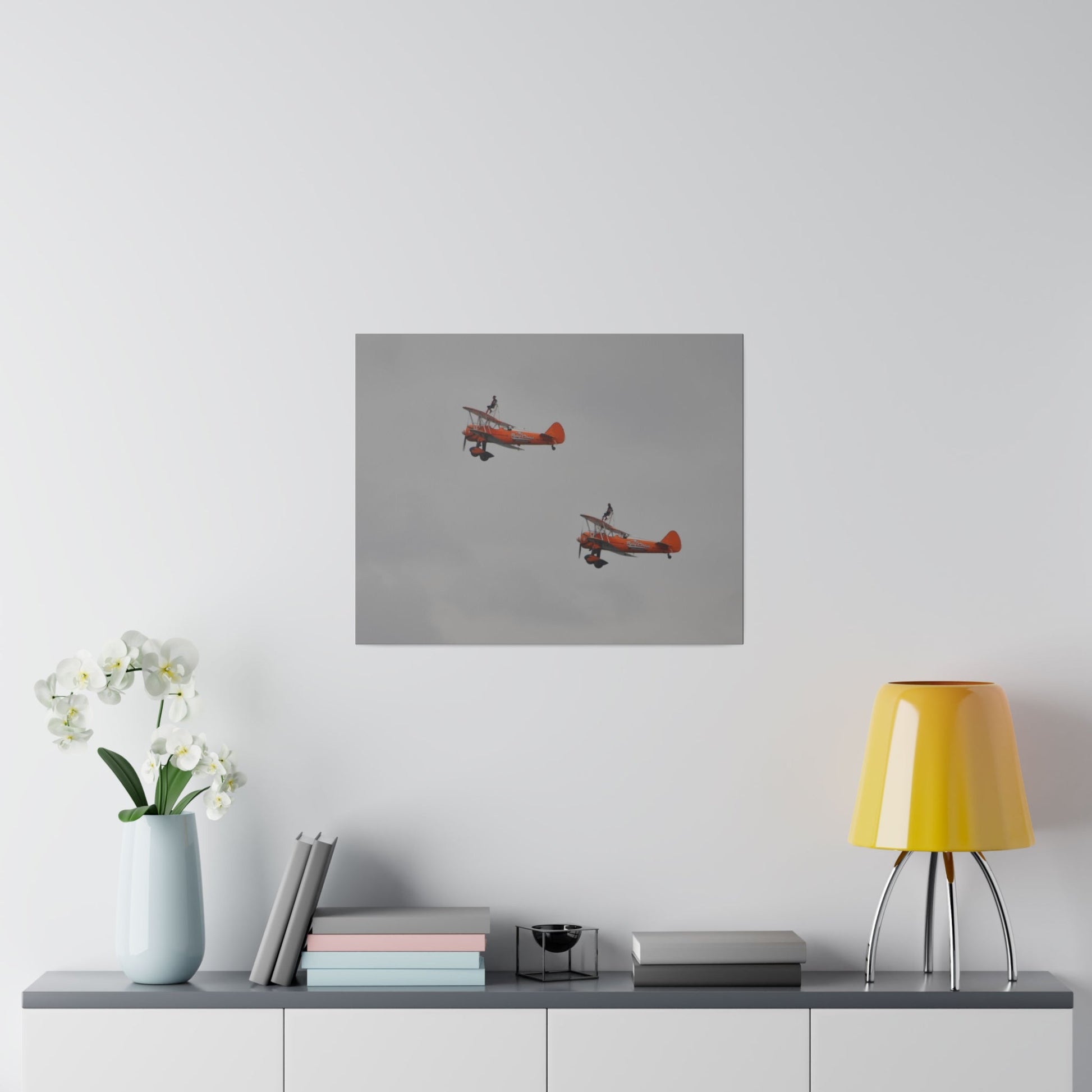 The Wing Walkers Flying From The Right With A Side View And People, Close Up, Matte Canvas, Stretched, 0.75" - The Trio Synergize Group