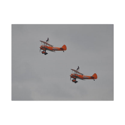 The Wing Walkers Flying From The Right With A Side View And People, Close Up, Matte Canvas, Stretched, 0.75" - The Trio Synergize Group