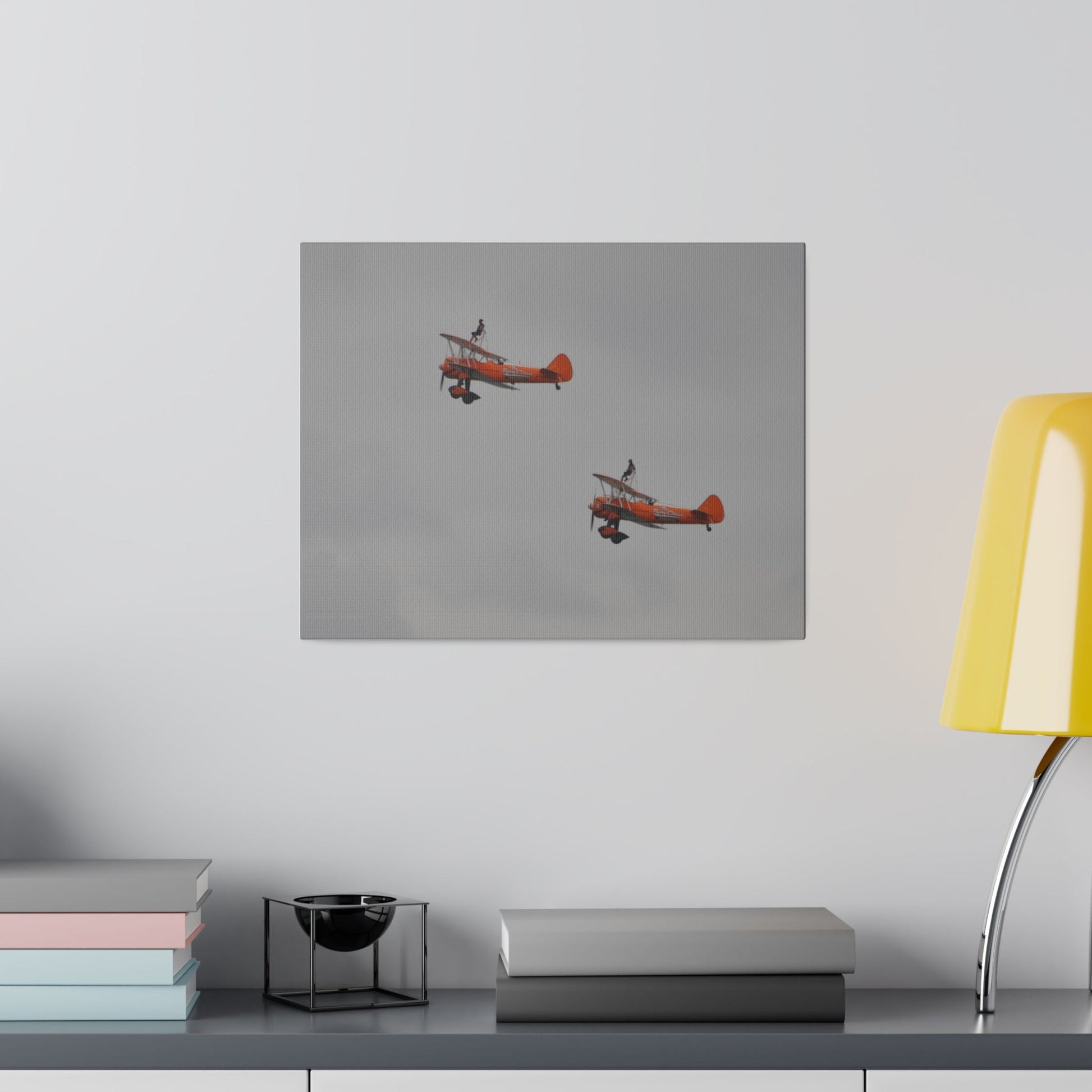 The Wing Walkers Flying From The Right With A Side View And People, Close Up, Matte Canvas, Stretched, 0.75" - The Trio Synergize Group