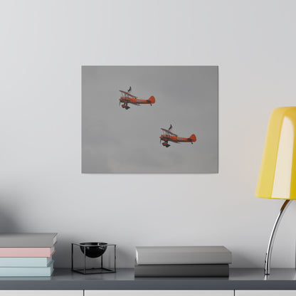 The Wing Walkers Flying From The Right With A Side View And People, Close Up, Matte Canvas, Stretched, 0.75" - The Trio Synergize Group