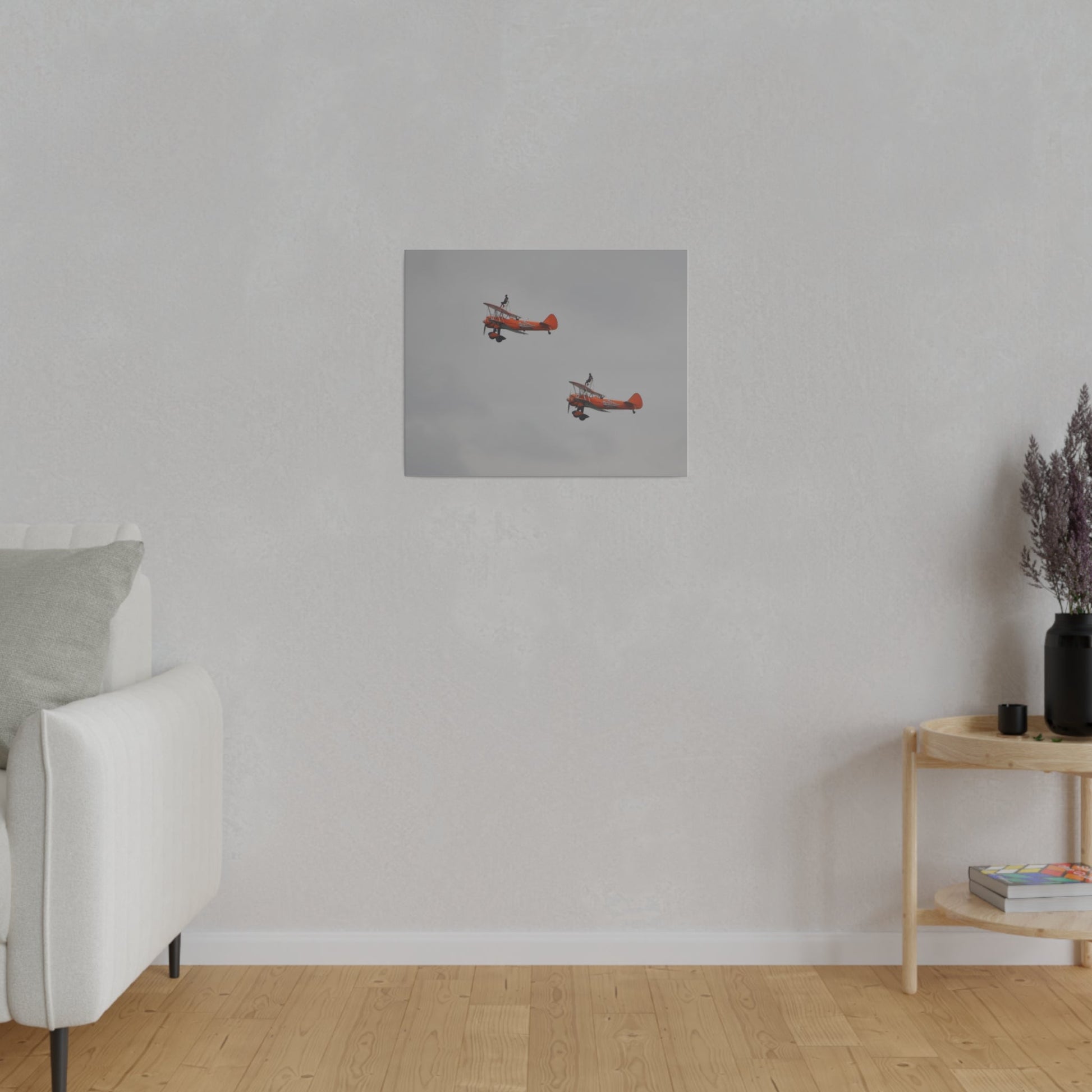The Wing Walkers Flying From The Right With A Side View And People, Close Up, Matte Canvas, Stretched, 0.75" - The Trio Synergize Group
