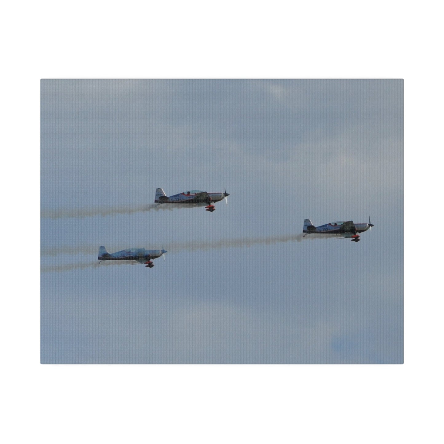 Three Blades Flying From The Left With Smoke Side View, Matte Canvas, Stretched, 0.75" - The Trio Synergize Group