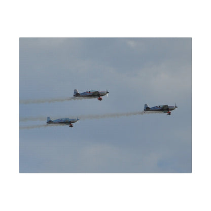 Three Blades Flying From The Left With Smoke Side View, Matte Canvas, Stretched, 0.75" - The Trio Synergize Group