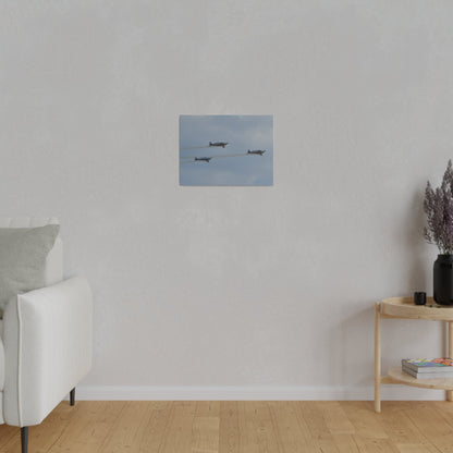 Three Blades Flying From The Left With Smoke Side View, Matte Canvas, Stretched, 0.75" - The Trio Synergize Group