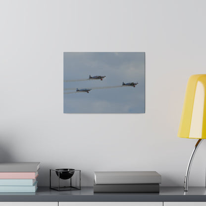 Three Blades Flying From The Left With Smoke Side View, Matte Canvas, Stretched, 0.75" - The Trio Synergize Group