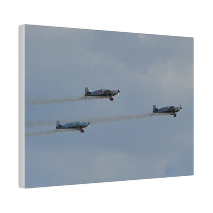 Three Blades Flying From The Left With Smoke Side View, Matte Canvas, Stretched, 0.75" - The Trio Synergize Group
