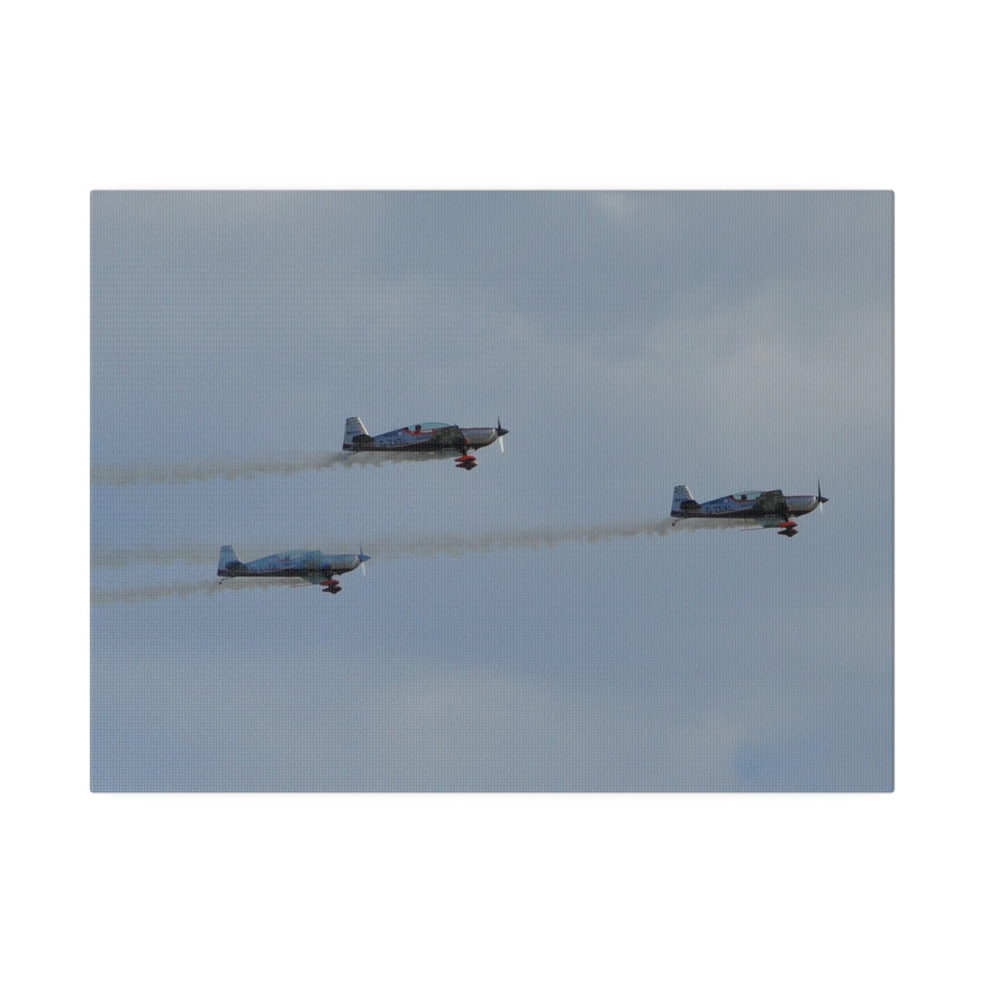 Three Blades Flying From The Left With Smoke Side View, Matte Canvas, Stretched, 0.75" - The Trio Synergize Group