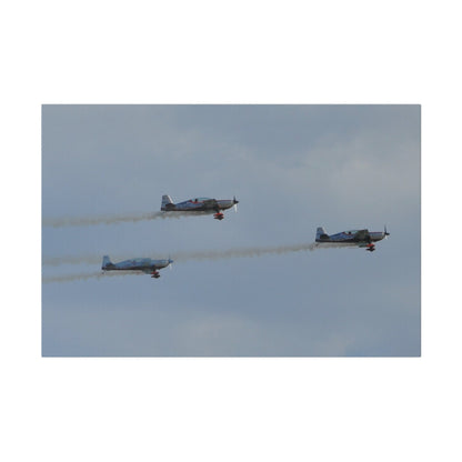 Three Blades Flying From The Left With Smoke Side View, Matte Canvas, Stretched, 0.75" - The Trio Synergize Group