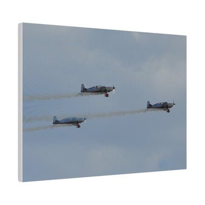 Three Blades Flying From The Left With Smoke Side View, Matte Canvas, Stretched, 0.75" - The Trio Synergize Group