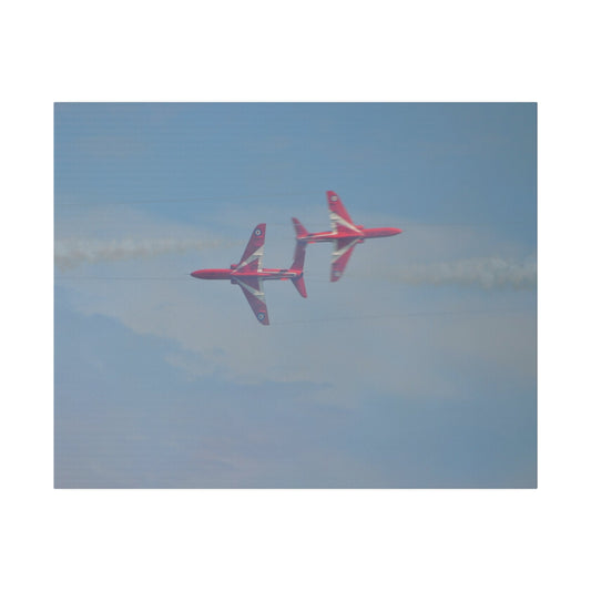 Two Red Arrows Crossing Each Other With White Smoke, Matte Canvas, Stretched, 0.75" - The Trio Synergize Group