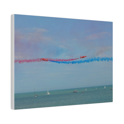 Whizzing Red Arrows Canvas Print - Fun Flight Over Sea! - The Trio Synergize Group
