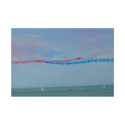 Whizzing Red Arrows Canvas Print - Fun Flight Over Sea! - The Trio Synergize Group
