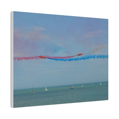 Whizzing Red Arrows Canvas Print - Fun Flight Over Sea! - The Trio Synergize Group