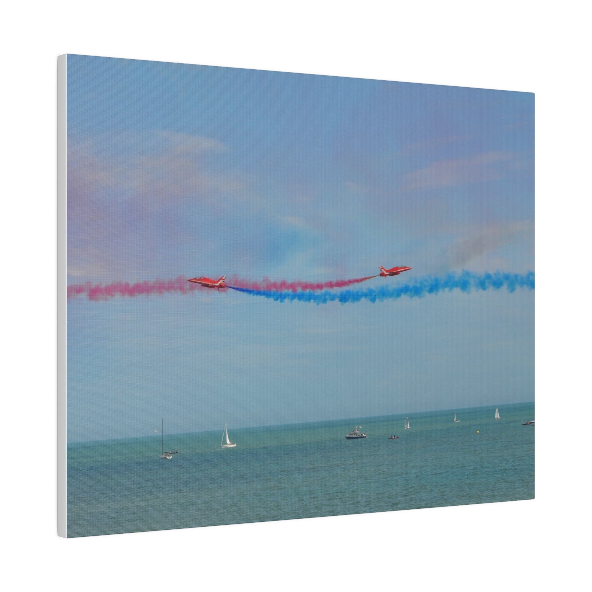 Whizzing Red Arrows Canvas Print - Fun Flight Over Sea! - The Trio Synergize Group