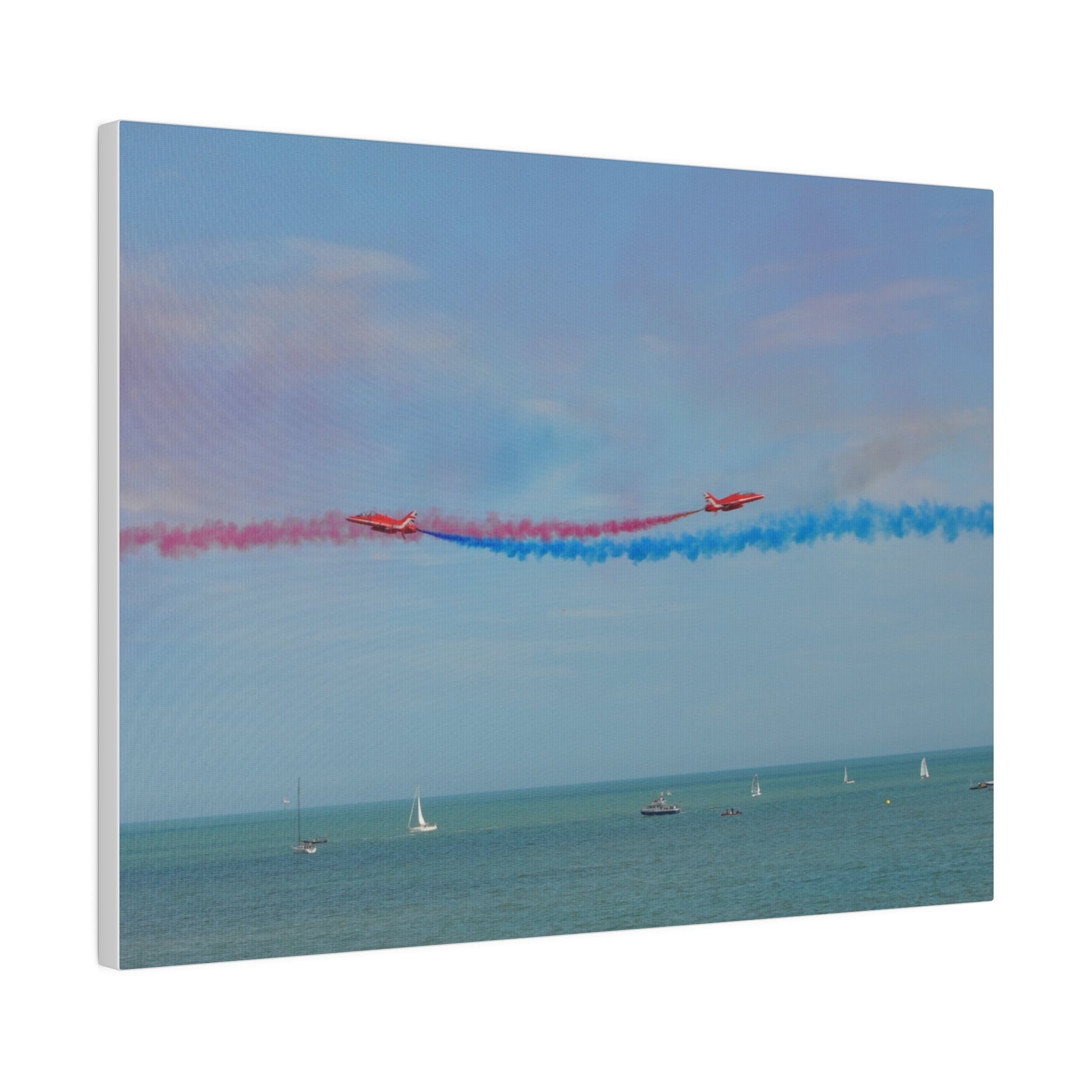 Whizzing Red Arrows Canvas Print - Fun Flight Over Sea! - The Trio Synergize Group