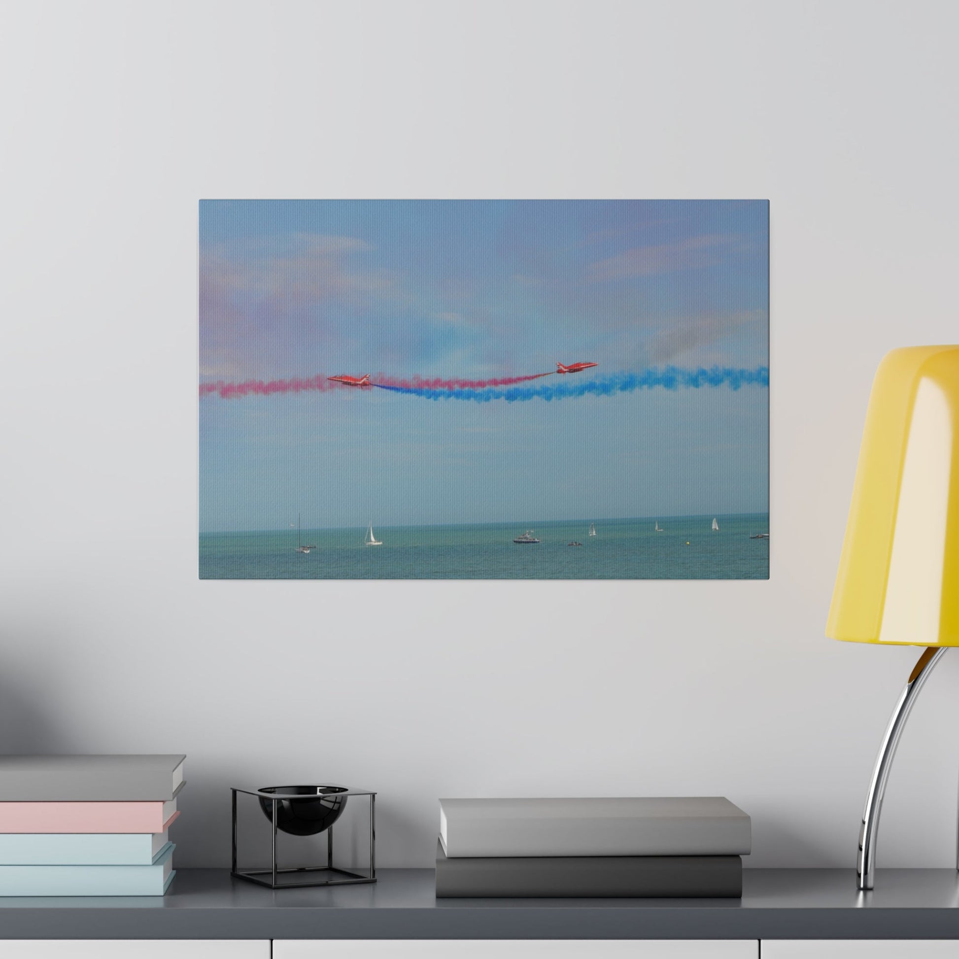 Whizzing Red Arrows Canvas Print - Fun Flight Over Sea! - The Trio Synergize Group
