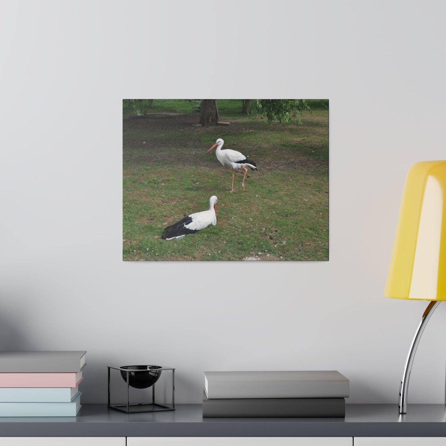 Two White Stork's, Matte Canvas, Stretched, 0.75" - The Trio Synergize Group